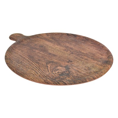 Tablett, rustikale Holzoptik (Eiche), rund mit Griff